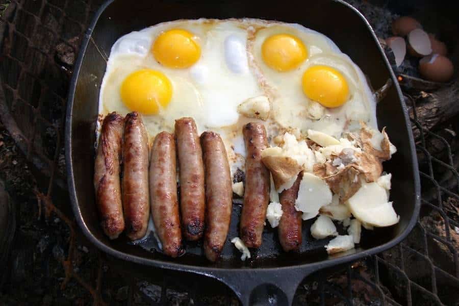 Cast Iron Skillet Withstands High Temperatures of a Campfire