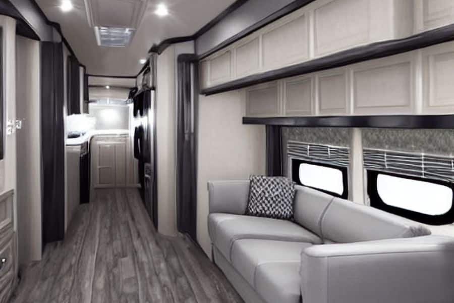 Gray Interior with Faux Hardwood Floors