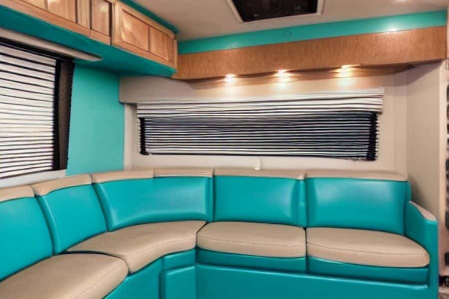 Turquoise and Wood RV Interior Idea