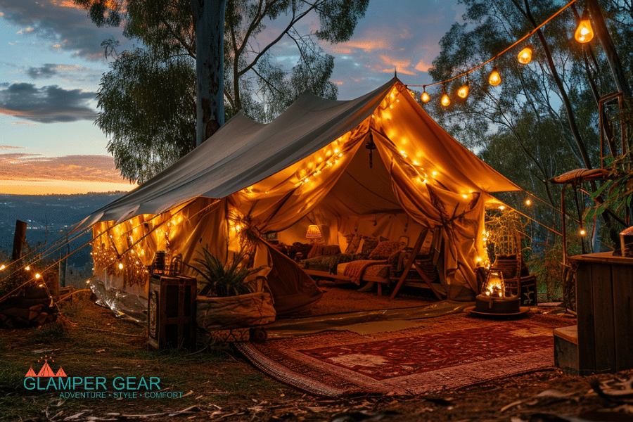 Glamping Party Tent Setup in Backyard