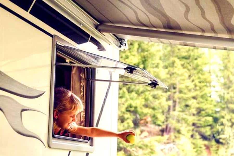 Opened Awning Window on a 5th Wheel