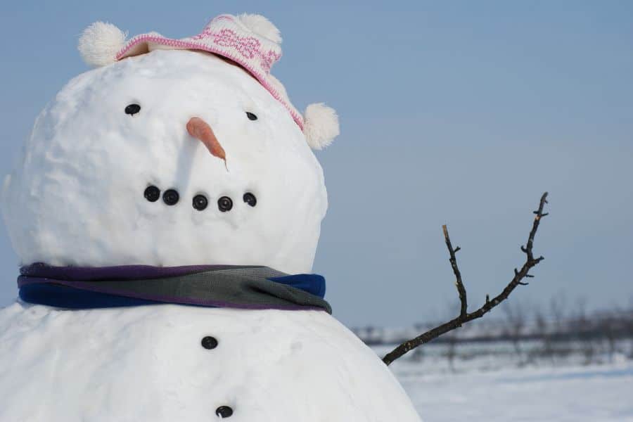 Snowman at a Campground