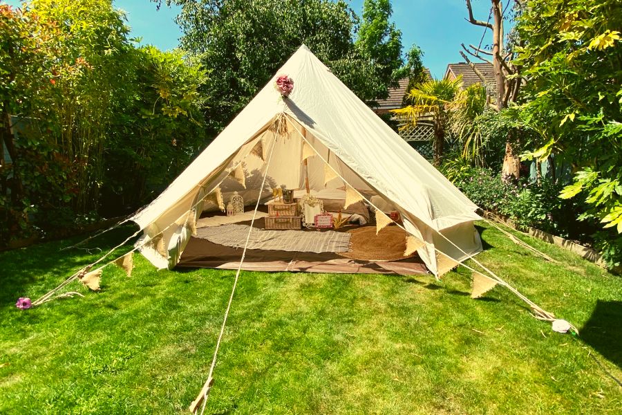 Bell Tent with Door Open and Interior Showing