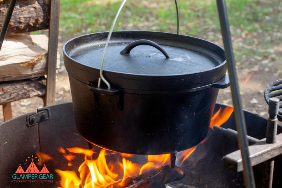 Dutch Oven with Taco Meat Inside
