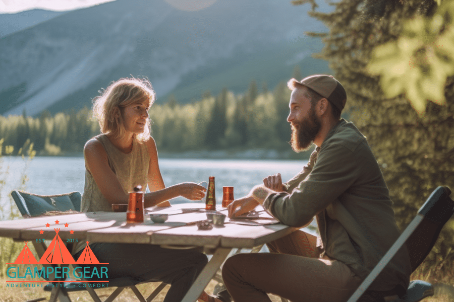 Couple Playing Games while Camping