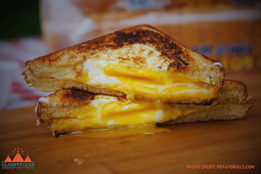 Breakfast Sandwich from a Campfire Pie Iron