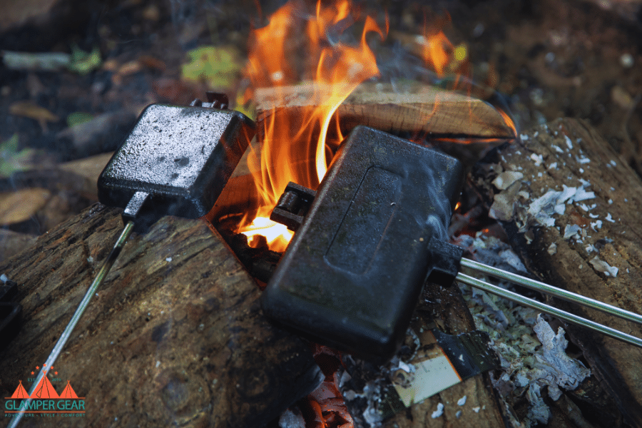 Mountain Pie Makers Over a Campfire