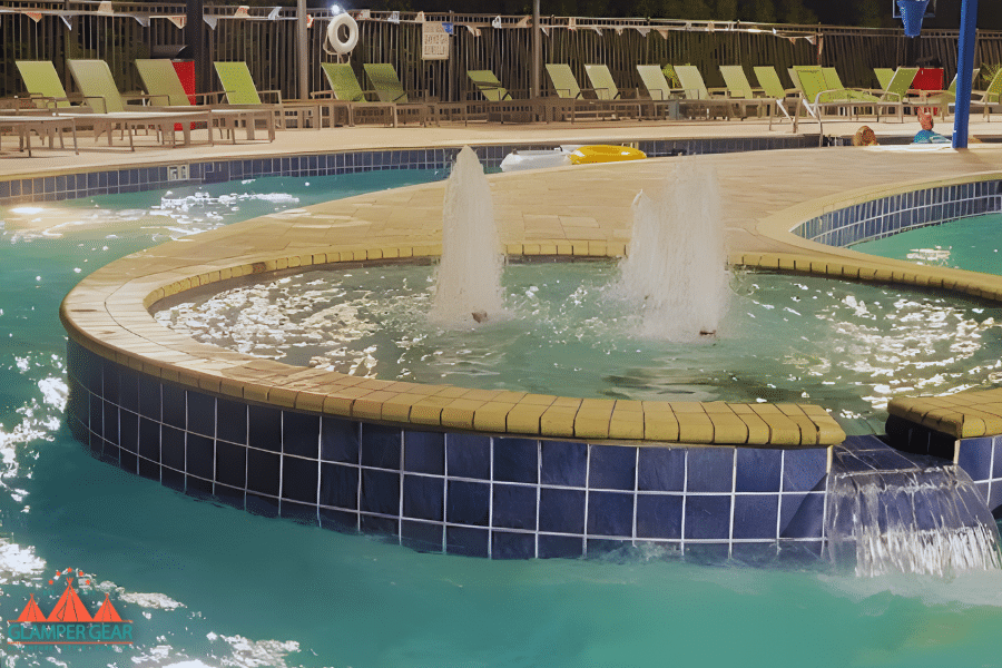 Night Time Dip in one of the Several Hot Tubs