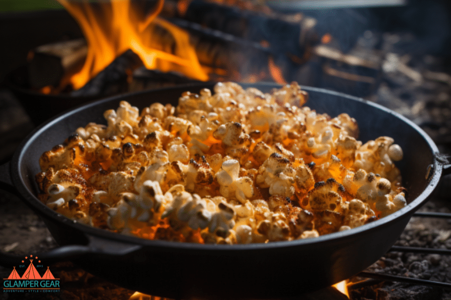 Popcorn in a Dutch Oven over a Campfire