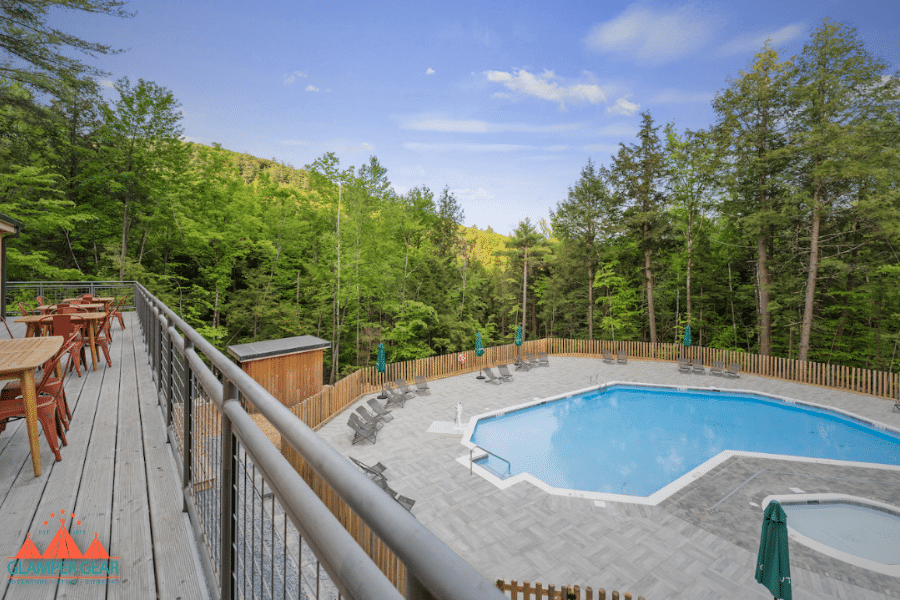 Huttopia Adirondacks Outdoor Pool is Great for Families