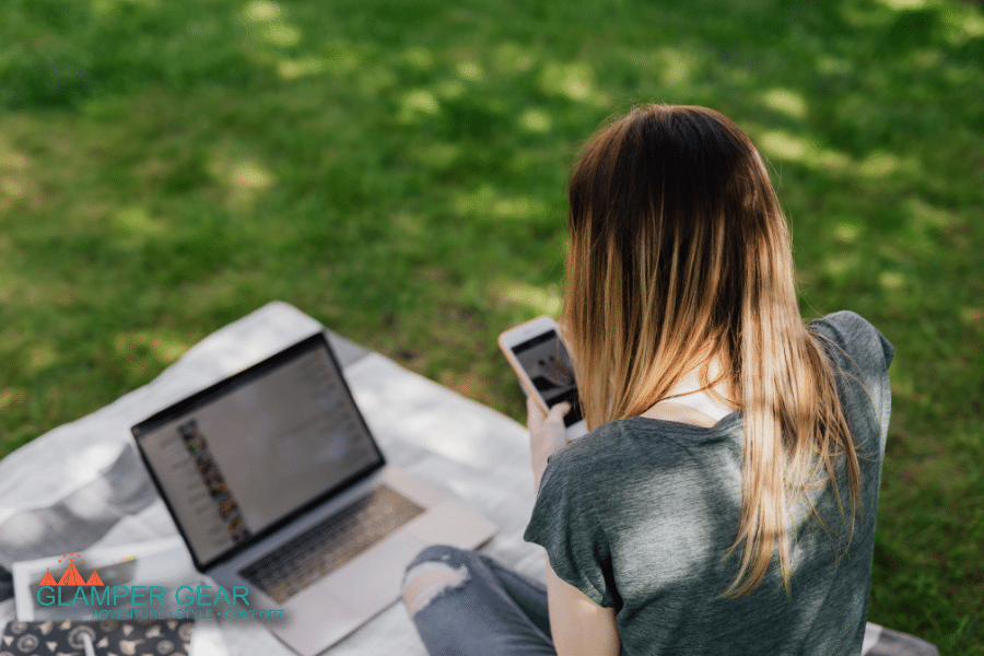 Glamping Business Owner Posting to Social Media