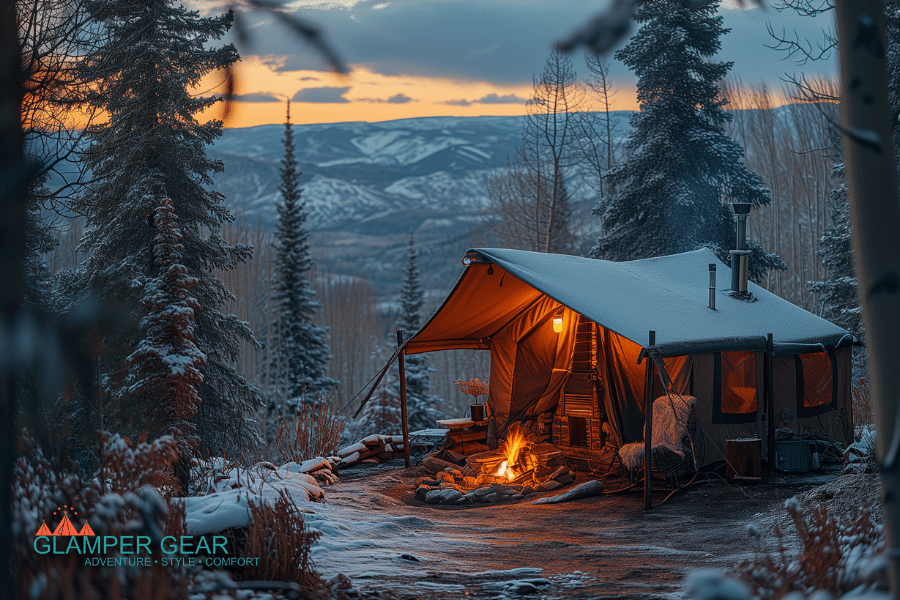 Winter Glamping Tent in Idaho