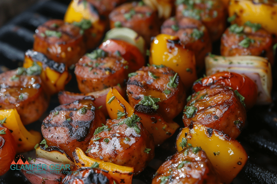 Campfire Veggie and Sausage Skewers