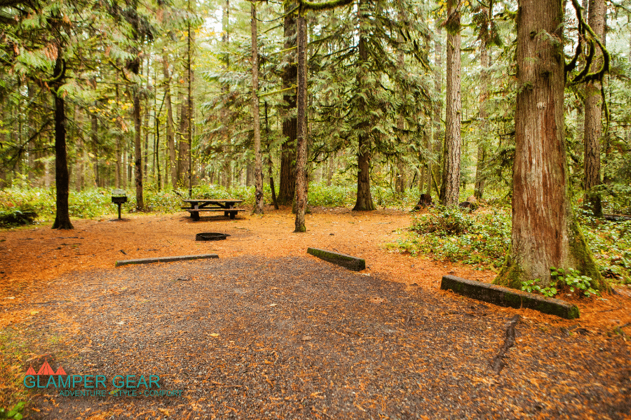 Existing Campsites with Parking and Picnic Tables