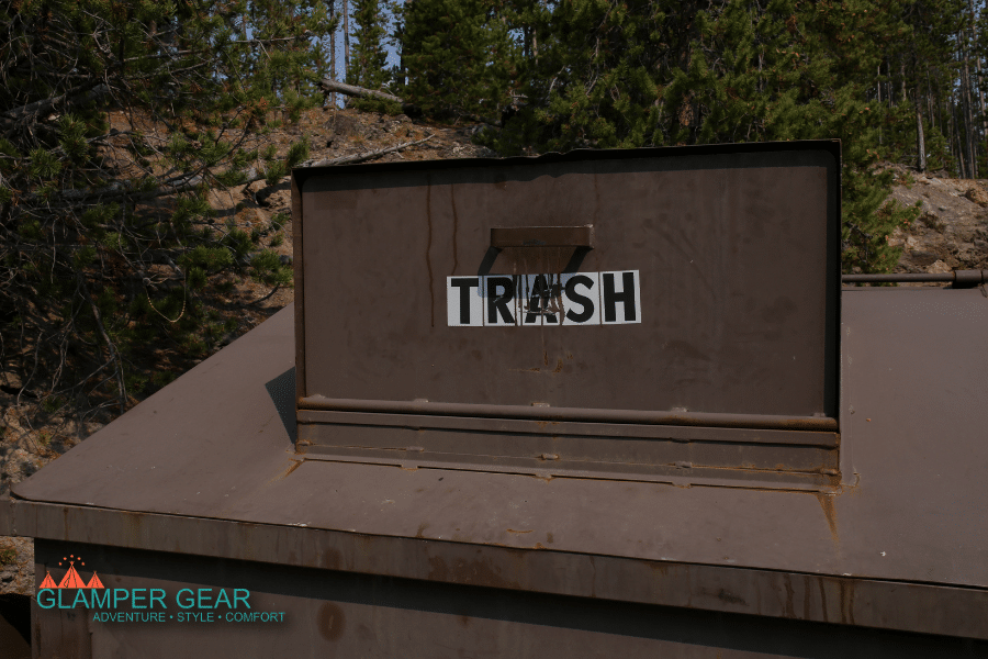 Trash Can at Campground with Bear Resistant Door