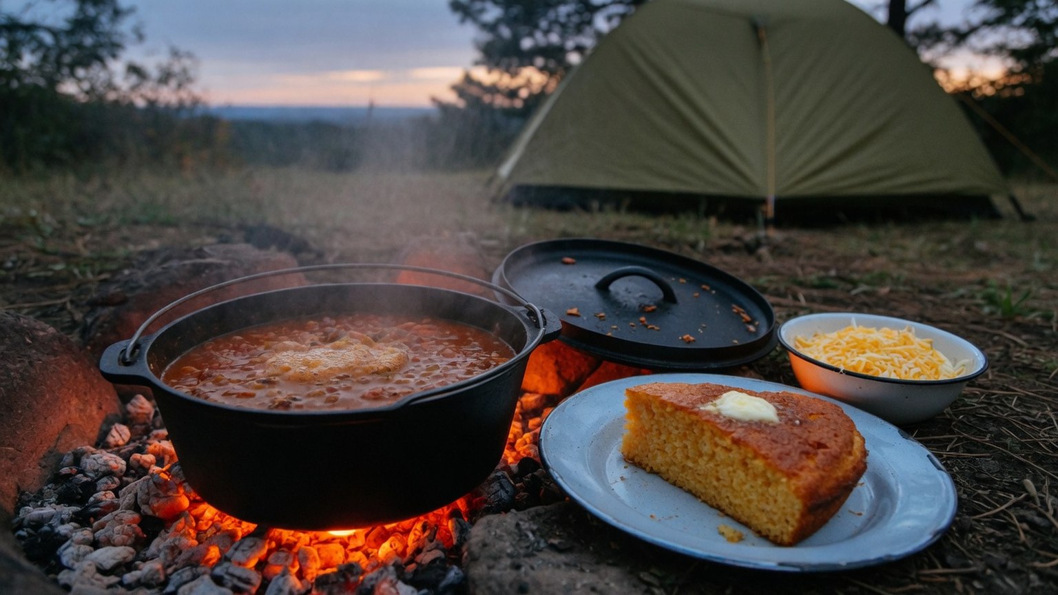 Campfire Chili and Skillet Cornbread: A Cozy Fall Camp Dinner